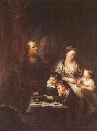 Anton  Graff Artists family before the portrait of Johann Georg Sulzer Spain oil painting art
